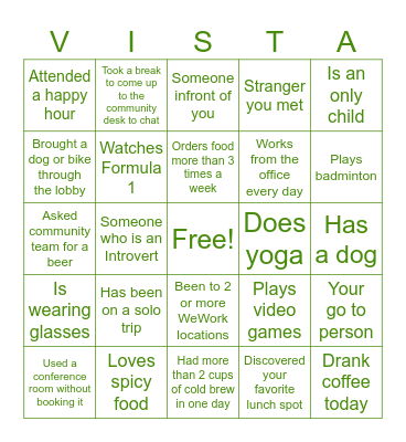 WeWork Bingo Card