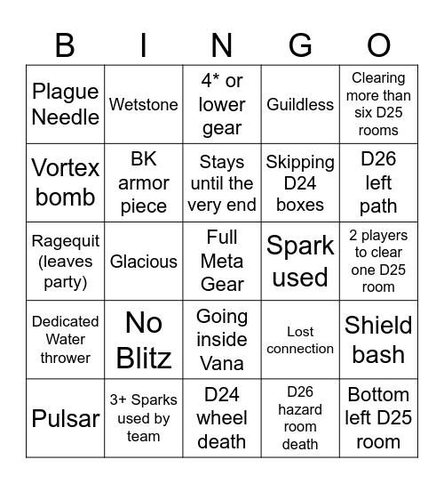Spiral Knights Public FSC Bingo Card