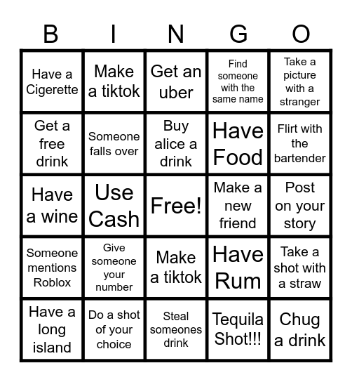 Alice's Awesome Bingo Card