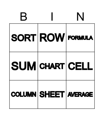 SPEARDSHEET Bingo Card