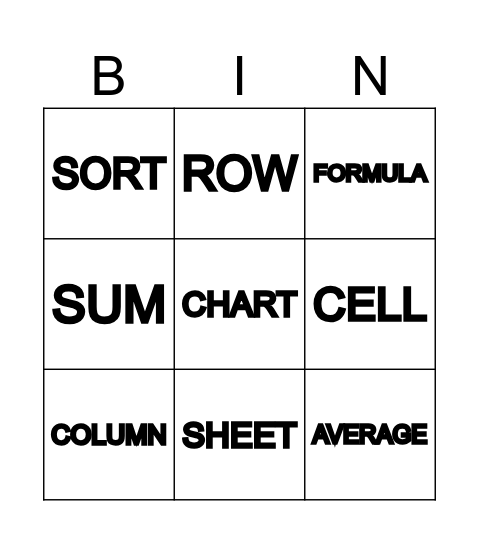 SPEARDSHEET Bingo Card