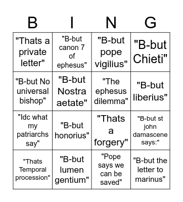 E'O' Reprobation Bingo Card
