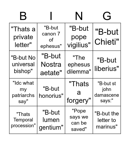 E'O' Reprobation Bingo Card