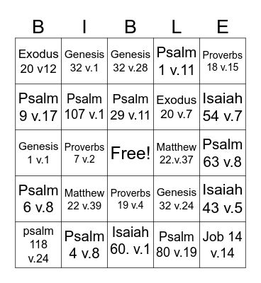 Scriptures KJV Bingo Card