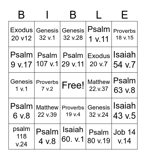 Scriptures KJV Bingo Card
