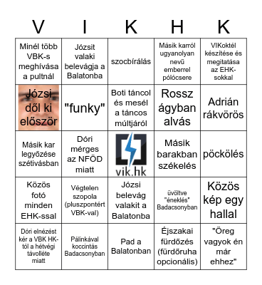EHK Tábor 2026 - VIK HK Bingó Bingo Card