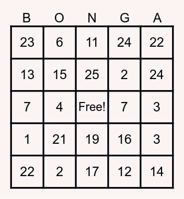 Untitled Bingo Card