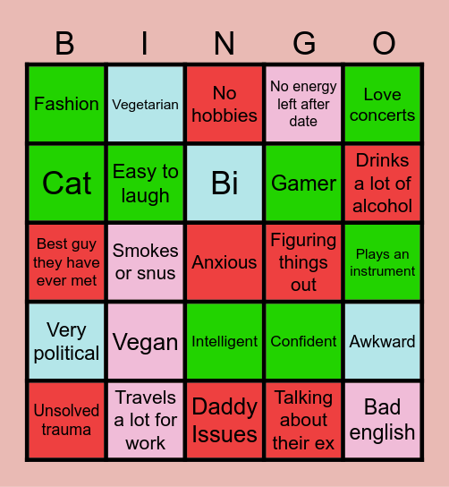 Jun Dating Bingo Card
