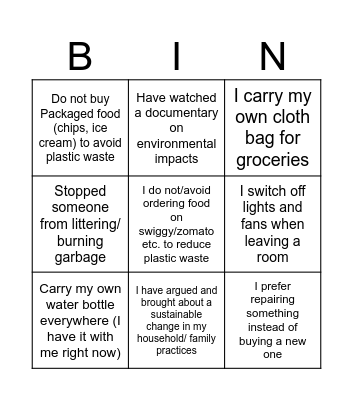 My-sustained-practice-bingo! Bingo Card