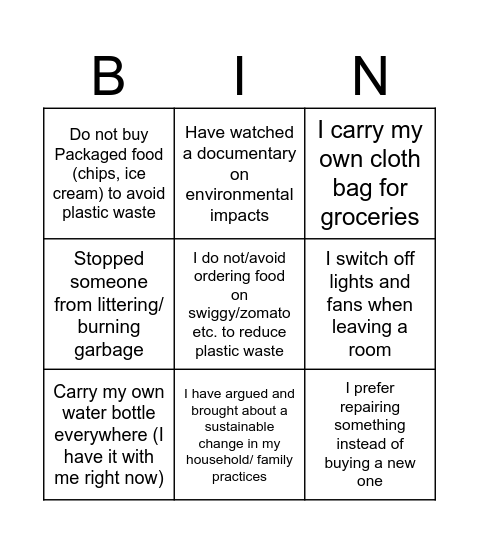 My-sustained-practice-bingo! Bingo Card