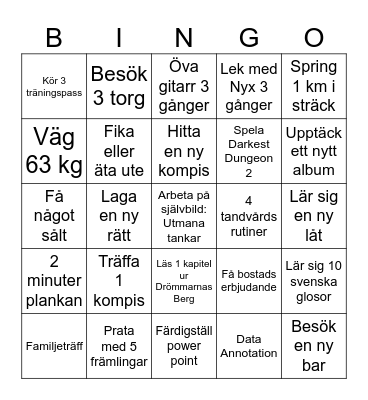 Vecka 29 Bingo Card