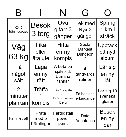 Vecka 29 Bingo Card