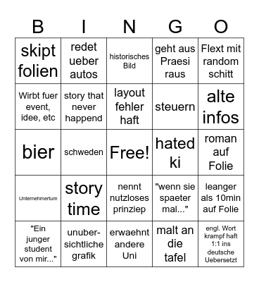 Assman Bingo Card