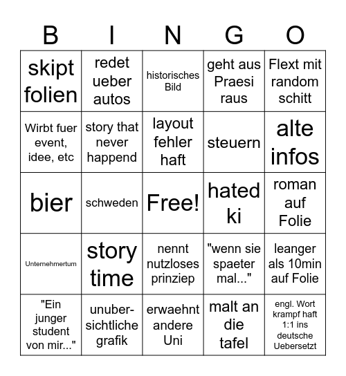 Assman Bingo Card