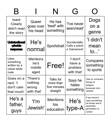 Isard Bingo Card