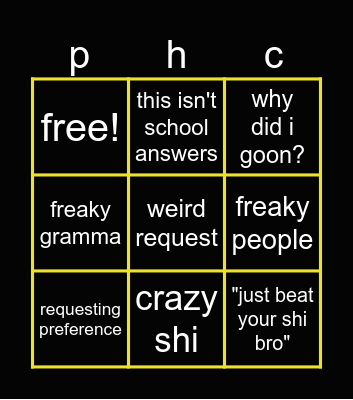 the hub comments Bingo Card