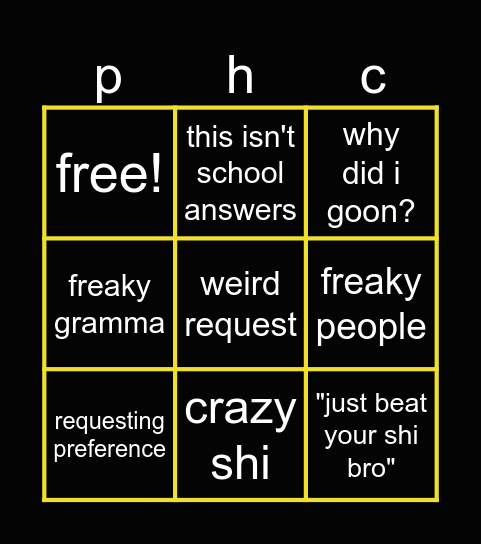 the hub comments Bingo Card