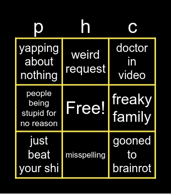 p.hub comments Bingo Card
