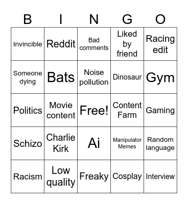 Insta retardation bingo Card