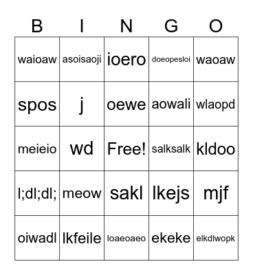 poo Bingo Card