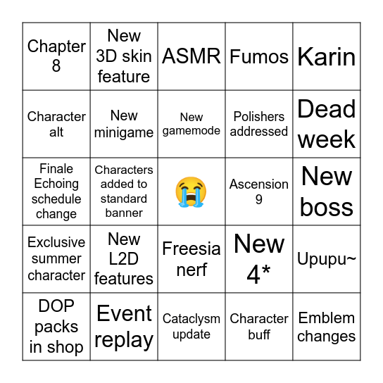 Stella Sora Summer Live BINGO Card
