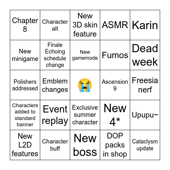 Stella Sora Summer Live BINGO Card