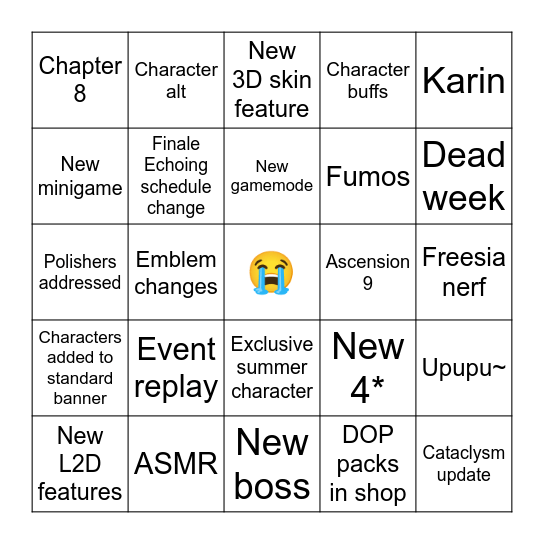 Stella Sora Summer Live BINGO Card