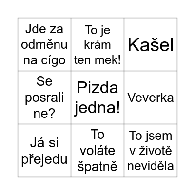 Kašlena BINGO Card