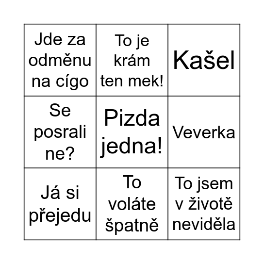 Kašlena BINGO Card
