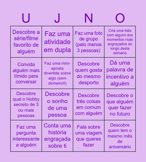 Bingo social U.Júnior 2026 Bingo Card