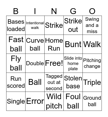 Rice Baseball Bingo Card