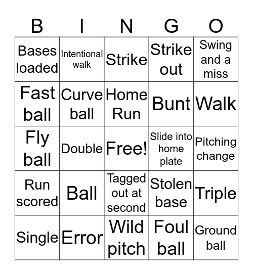 Rice Baseball Bingo Card