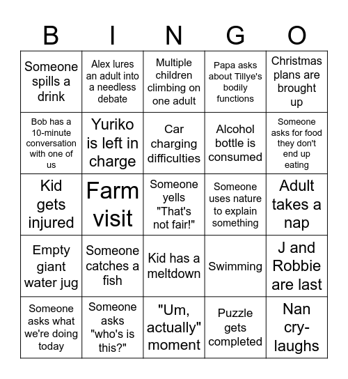 BIG house Bingo Card