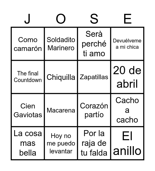Los 50 del Bixo Bingo Card