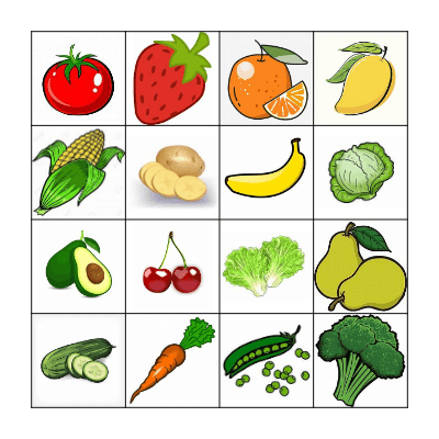 FOODS Bingo Card