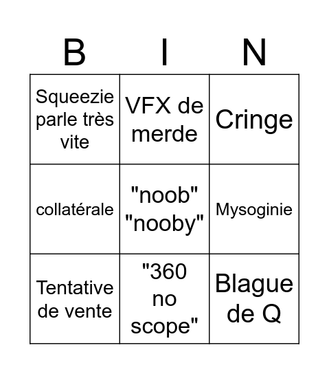 les anges Bingo Card