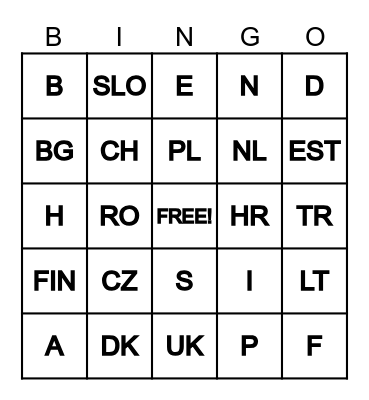Nummerplader Bingo (16 Lande) Bingo Card
