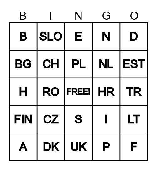 Nummerplader Bingo (16 Lande) Bingo Card