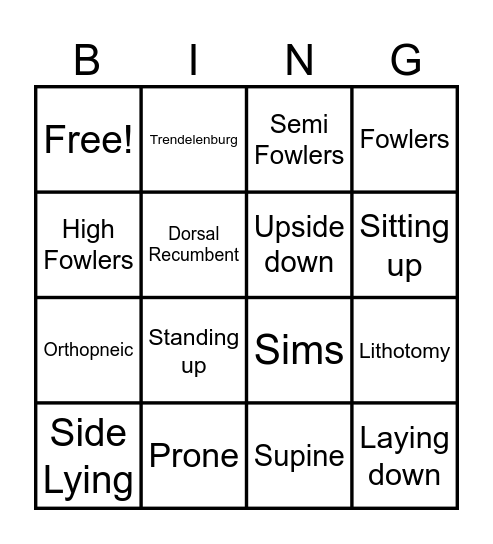 Positioning Bingo-Ch 18 Bingo Card
