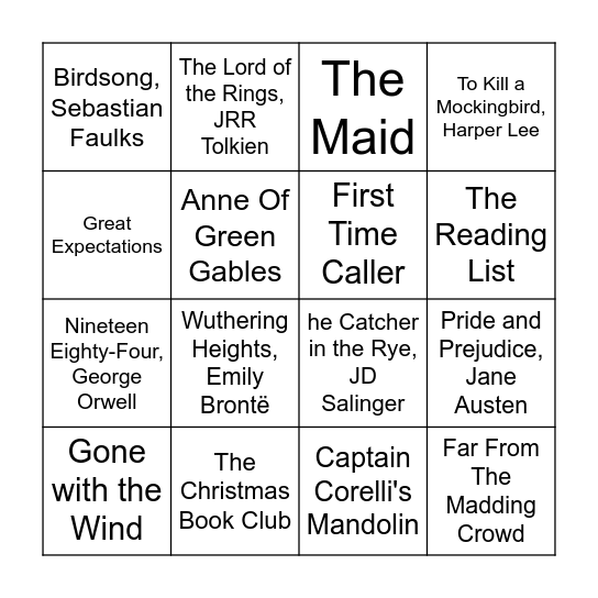 Bookish Bingo Card