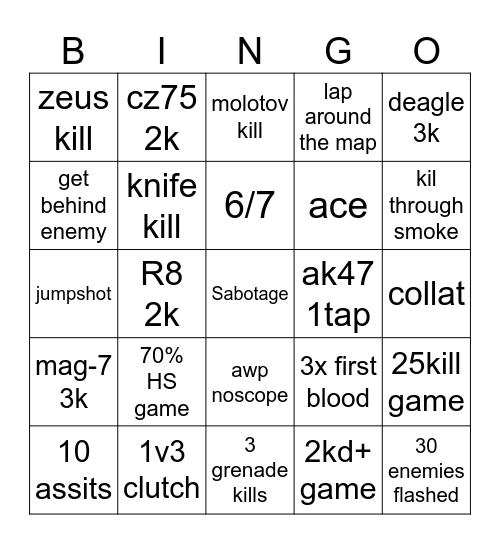 dima bingo v1 Bingo Card