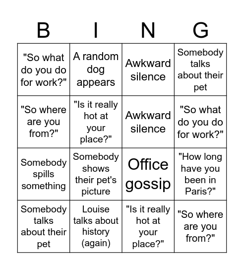 14 Juillet Bingo Card