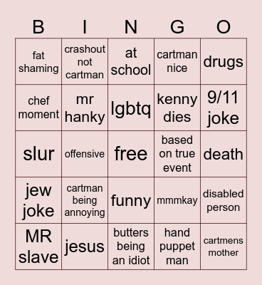 south park funny Bingo Card