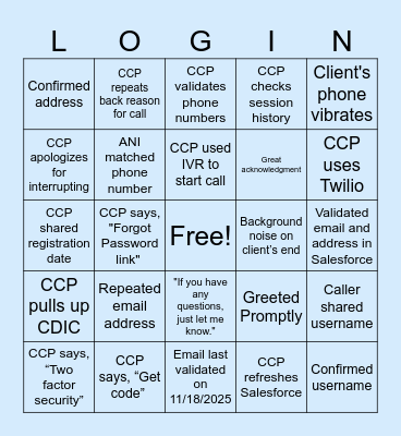 QA Day Bingo Card