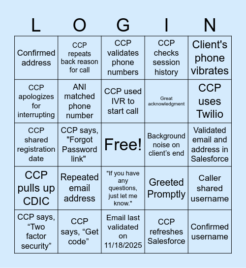 QA Day Bingo Card