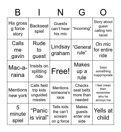 Dennis againis Bingo Card