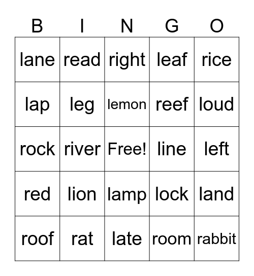 Let's Race Bingo Card