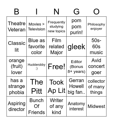 Henry Bingo Card