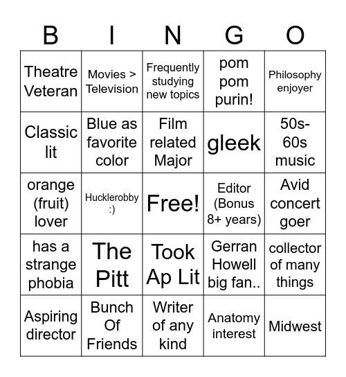 Henry Bingo Card
