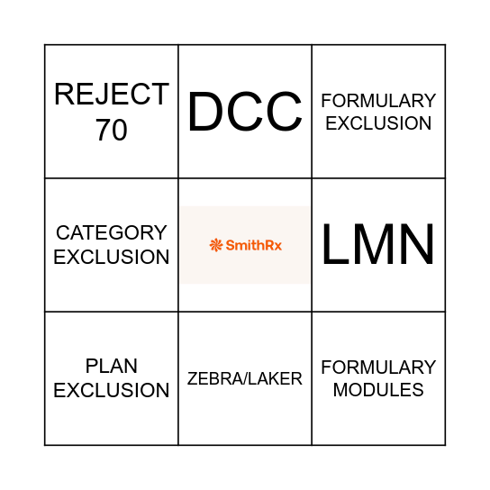 SmithRx Exclusions Bingo Card